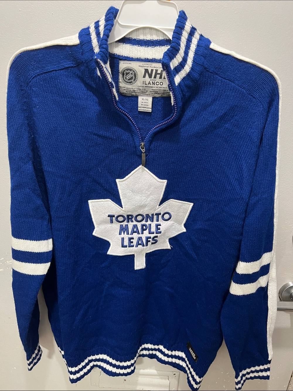 Toronto Maple Leafs Blue Knit Quarter-Zip Sweater